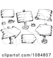 Clipart Sketched Drawings Of Wooden Signs Royalty Free Vector Illustration