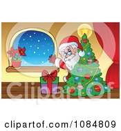 Poster, Art Print Of Santa With A Christmas Tree In A Home 1