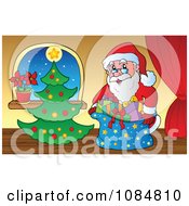 Poster, Art Print Of Santa With A Christmas Tree In A Home 2