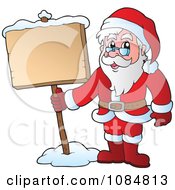 Santa Standing With A Sign In The Snow