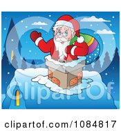 Poster, Art Print Of Santa Waving In A Chimney On Christmas Eve