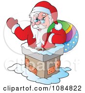 Poster, Art Print Of Santa Clause Waving In A Chimney