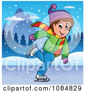 Poster, Art Print Of Happy Boy Ice Skating