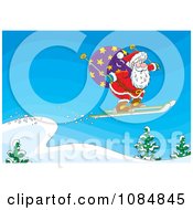 Poster, Art Print Of Santa Skiing Off Of A Ledge