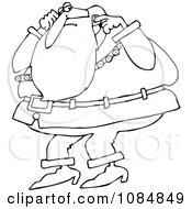 Clipart Outlined Santa Plugging His Ears Royalty Free Vector Illustration