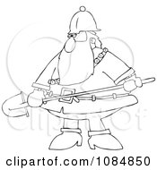Poster, Art Print Of Outlined Santa Carrying A Shovel