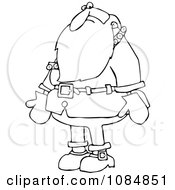 Clipart Outlined Santa Nervously Looking Down Royalty Free Vector Illustration