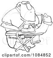 Clipart Outlined Santa Ironing His Pants Royalty Free Vector Illustration