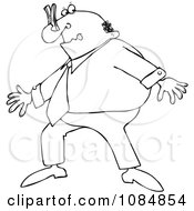 Clipart Outlined Business Man Wearing A Clothespin On His Nose Due To Smell Royalty Free Vector Illustration