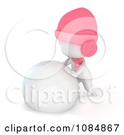 Poster, Art Print Of 3d Ivory Girl Making A Giant Snowball For A Snowman