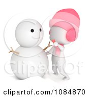 Poster, Art Print Of 3d Ivory Girl Making A Snowman
