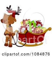 Poster, Art Print Of Christmas Reindeer With A Full Sleigh