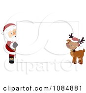 Poster, Art Print Of Santa Claus And A Reindeer With A Christmas Sign