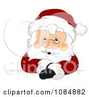 Clipart Santa Claus With A Christmas Sign 5 Royalty Free Vector Illustration