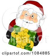 Poster, Art Print Of Santa Claus Holding Up A Christmas Gift