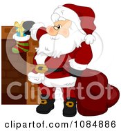 Poster, Art Print Of Santa Claus Stuffing A Christmas Stocking