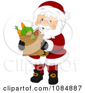 Poster, Art Print Of Santa Claus Carrying A Bag Of Groceries