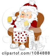 Clipart Santa Claus Sitting With A Beverage And Christmas List Royalty Free Vector Illustration