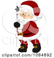 Clipart Santa Claus With A Christmas Sign 1 Royalty Free Vector Illustration