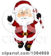 Poster, Art Print Of Santa Claus Holding Up A Christmas Candy Cane