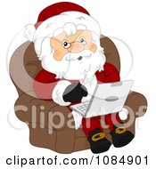 Poster, Art Print Of Santa Claus Sitting And Using A Laptop