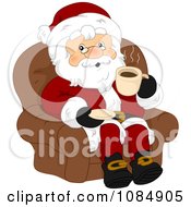 Poster, Art Print Of Santa Claus Sitting And Drinking Coffee