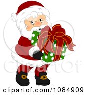 Poster, Art Print Of Santa Claus Carrying A Christmas Gift Box