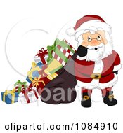 Poster, Art Print Of Santa Claus Carrying An Overloaded Gift Sack