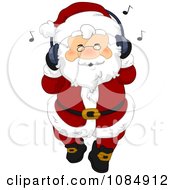 Poster, Art Print Of Santa Claus Listing To Christmas Music Through Headphones