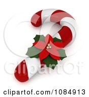 Poster, Art Print Of 3d Poinsettia Flower On A Christmas Candy Cane