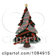 3d Christmas Tree Decorated In Poinsettias And Ribbons