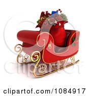 Poster, Art Print Of 3d Sack Of Christmas Gifts In A Sleigh