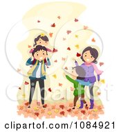 Poster, Art Print Of Happy Family Playing In Autumn Leaves