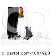 Poster, Art Print Of Christmas Couple With Their Feet Together In The Snow