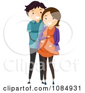 Poster, Art Print Of Happy Couple With The Man Rubbing The Baby Bump