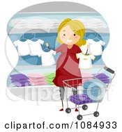 Poster, Art Print Of Blond Pregnant Woman Shopping For Baby Clothes