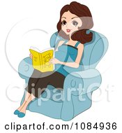 Poster, Art Print Of Brunette Pregnant Woman Reading In A Chair