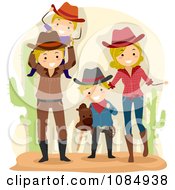 Poster, Art Print Of Happy Family Dressed As Cowboys