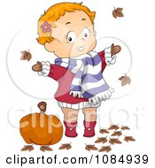 Poster, Art Print Of Toddler Playing In Autumn Leaves