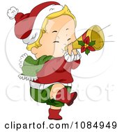 Poster, Art Print Of Christmas Toddler Playing A Trumpet