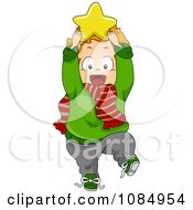 Poster, Art Print Of Christmas Toddler Holding A Star To His Head