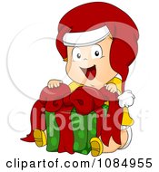 Poster, Art Print Of Christmas Toddler Sitting With A Gift