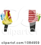 Poster, Art Print Of Mid Body View Of A Couple Exchanging Christmas Gifts
