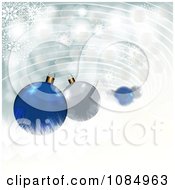 Poster, Art Print Of 3d Blue And Silver Christmas Baubles And Snowflakes With Copyspace