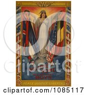 Liberty Holding Flags Free Illustration
