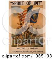 Poster, Art Print Of Soldiers With Flags Spirit Of 1917