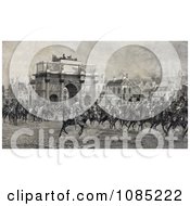 Napoleon I On Horseback With Cavalry Troops By The Arc De Triompe Du Carrousel Royalty Free Stock Illustration