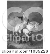 George Washington On Horseback Holding His Hat And Sword