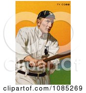 Vintage Baseball Card Of Ty Cobb Of The Detroit Tigers Swinging A Baseball Bat