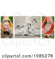Poster, Art Print Of Vintage Baseball Card Of Hughie Jennings And Ty Cobb With A Center Photo